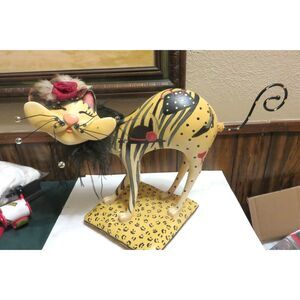 Enesco Fanciful Felines Fancy Cat Figurine Statue Feather Hat Wine Purse Shoes